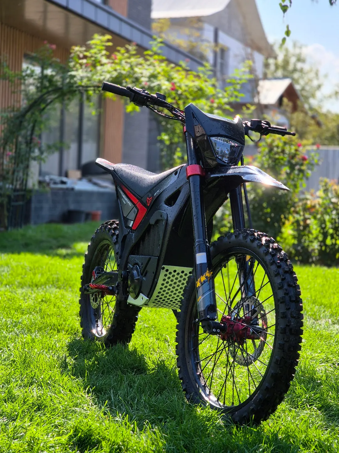 Arctic Leopard EX800 front view: headlight, fork and front wheel
